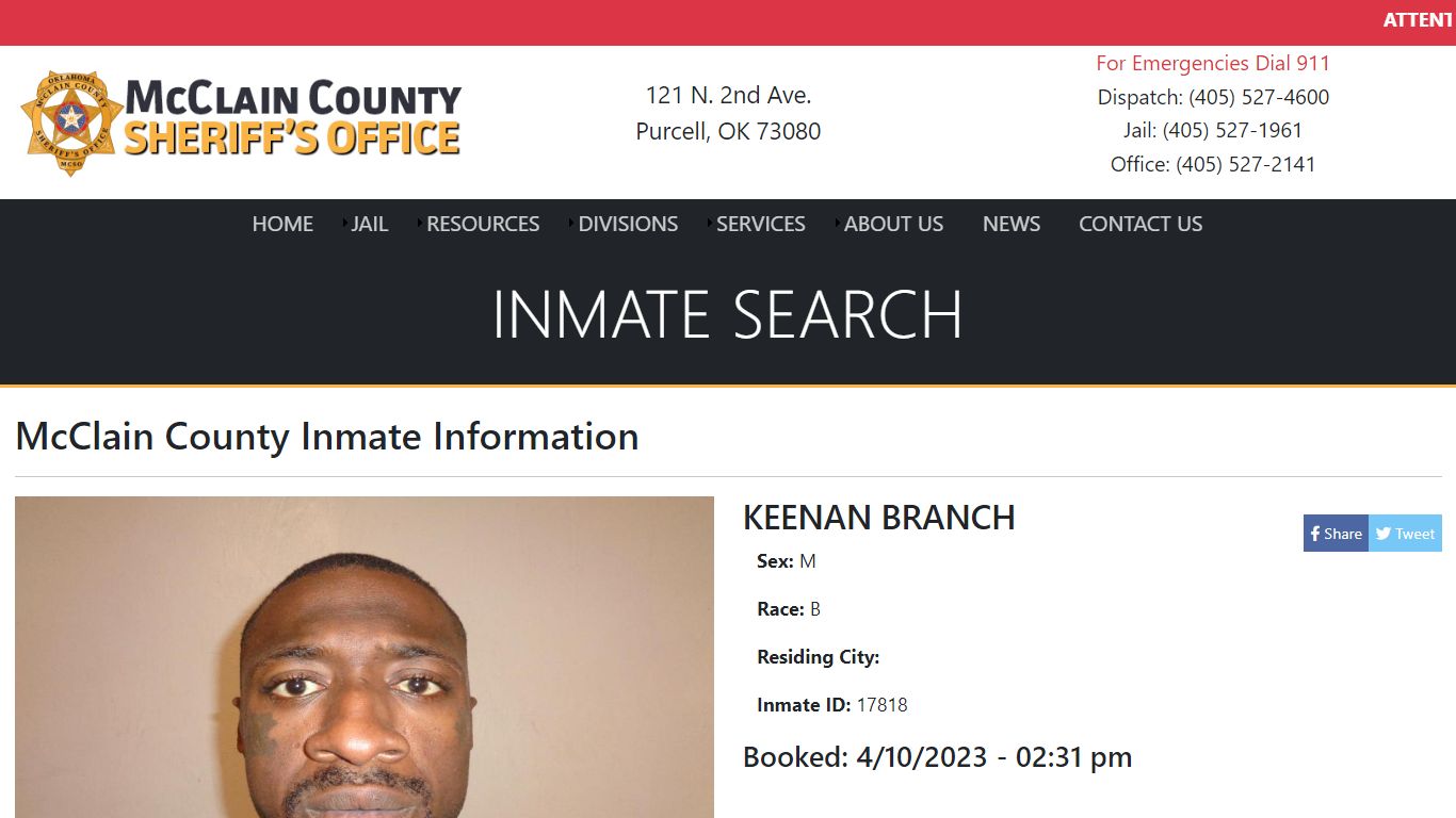 KEENAN BRANCH - McClain County Sheriff's Office